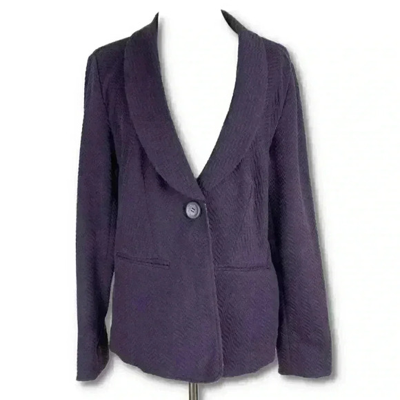 Coldwater creek Womens blazer size 12 purple one button knit shawl neck jacket - Picture 1 of 11